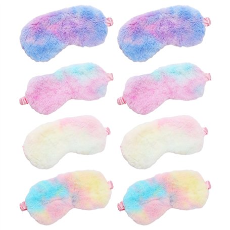 NyxSeat Lot de 8 masques pour les yeux colorés en peluche pour le sommeil des enfants