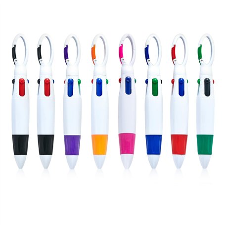 Lot de 8 Stylos à Bille Multicolores 4 en 1 - Multifonction Avec Porte-clé et Outils