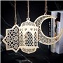 ANCLLO 2 ensembles 6 pièces pendentif en bois ornement Ramadan Kareem décoration lune étoile vent lumière forme pendentif orneme