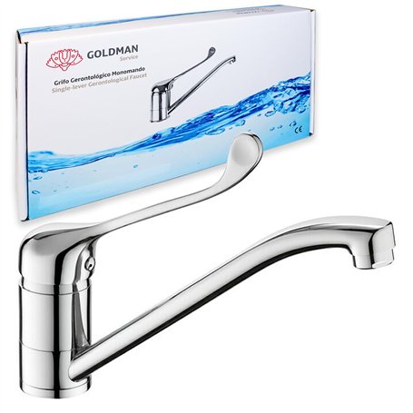 GOLDMAN SERVICE | Robinet Gérontologique Monocommande levier coudé long. Pour usage médical et sanitaire dans les hôpitaux