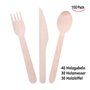 iPobie 100 Pièce Couverts en Bois Jetables, Ustensiles Biodégradables écologiques pour fête, Anniversaire, Camping, Pique-Nique