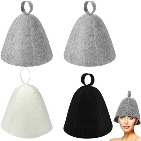 GUTERTOP Lot de 4 bonnets de sauna en feutre - Pour homme et femme - Pour les amateurs de sauna - Une expérience de bien-être (n