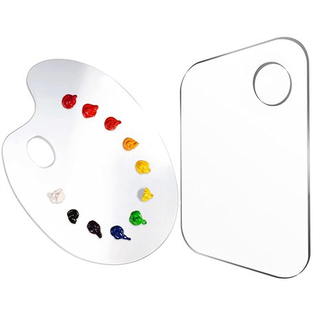 2 PCS Palette Acrylique Transparente Palette Peinture Acrylique Trou Palette Transparente Peinture Palette Peinture Ovale Palett