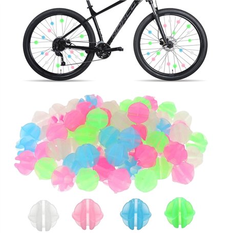 YanBous Lot de 108 perles pour rayons de vélo - Accessoire coloré pour vélo - Perles lumineuses pour rayons de vélo-Perles réflé