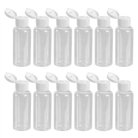Lot de 12 flacons vides en plastique de 50 ml avec couvercle rabattable pour émulsion de gel