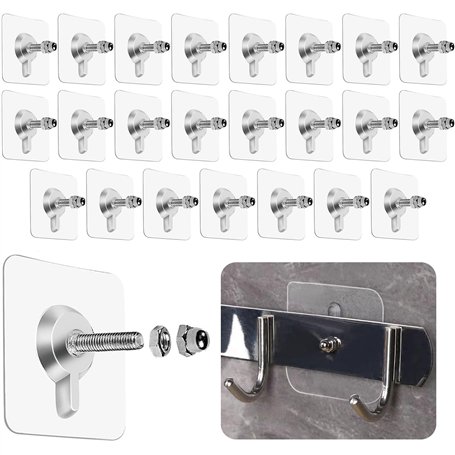 Oruiiju Lot de 24 Crochets auto-adhésifs transparents