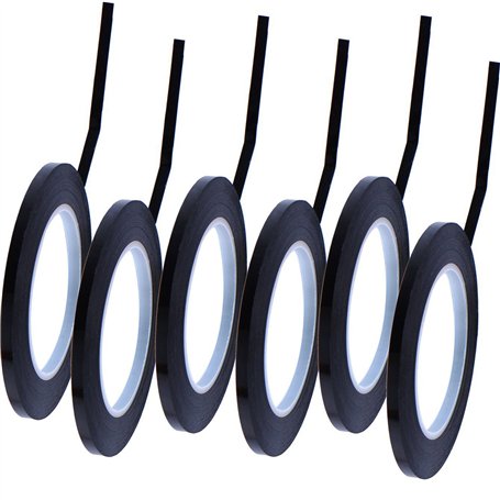 Outus Lot de 6 rubans adhésifs de 3 mm de large pour tableau blanc - Noir