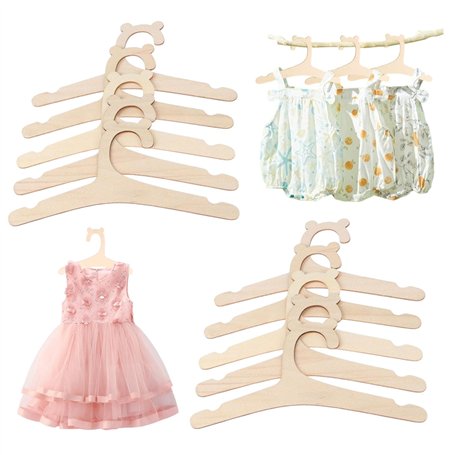 HJYDGJ Lot de 10 cintres en bois pour enfants – Porte-manteau antidérapant unisexe pour vêtements de bébé