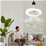 Hobaca Ventilateur de plafond 30W avec lampe E27 Base Moderne Rotatif à 180° avec lumière et télécommande, 3 Couleurs Dimmable L