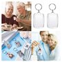 50 PCS porte-clés transparents avec cadre photo, en acrylique, forme rectangulaire, convient pour les cadeaux pour la famille et