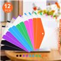 Lot de 12 Pochette Plastique A4,Pochettes Perforées Extensibles, Porte-Documents Avec Fermeture à Pression,6 Couleurs