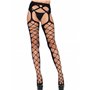 Leg Avenue 177822001 Collant Porte-Jarretelles Opaque avec Résille Criss Cross à l'Avant Noir Taille Unique 36-40
