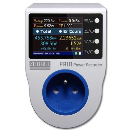 ZHURUI PR10-D FR16A Puissance Enregistreur Plug Wattmètre Compteur Mesure Dossier Alarme Calendrier 0