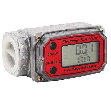 Compteur de Turbine Mini Numérique Débitmètre à Turbine Compteur de débit de Carburant 15-120L 1" NPT(Rouge)