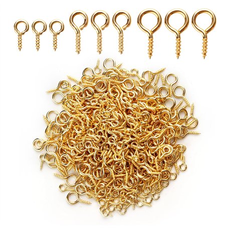 BigKego Lot de 600 petites vis à œillets en métal doré pour la fabrication de bijoux