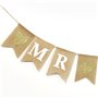 Alnicov Guirlande de drapeaux Mr and Mrs en toile de jute pour bannière de mariage, fête prénatale, accessoires photo de mariage