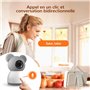SIMBAILAI 2K 5" Babyphone Caméra Bebe avec Application Telephone,Rotation à 360°,Visiophone avec Alertes Intelligentes,Vision No