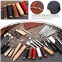 TLKKUE Kit d'outils de travail du cuir avec sac de rangement personnalisé, pour sculpture sur cuir, découpe, poinçonnage, coutur