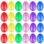 Chudian 24Pcs Œufs en Plastique, Œufs Maracas, Œufs Shaker, Œufs de Pâques Décoratifs, Œufs Colorés Non Séparables, Instrument d