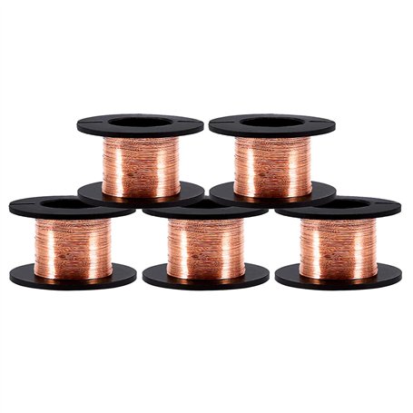 5pcs 0.1mm émaillé Fil d'aimant Fil de cuivre à souder enroulé émaillé Fil de réparation Longueur 15m