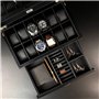 KEXMY Lifomenz Co Boîte à montres en bois avec tiroir de valet, 12 emplacements pour montres et accessoires avec fenêtre en verr