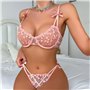 Auriselle Femme Ensemble Lingerie Sexy à nœuds 2 pièces, Motif cœur Broderie résille décoration Dentelle translucide Soutien-Gor