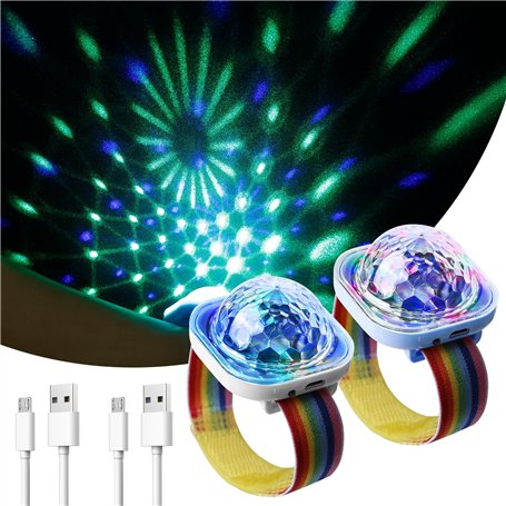 Lot De 2 Mini Boule Disco Usb Lumière De Fête