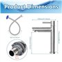 Reforung Robinet Salle Bain Robinet de Lavabo Eau Froide Uniquement Monocommande Mitigeur Lavabo en Acier Inoxydable 304 Robinet