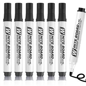 Exburanty Lot de 6 Marqueur Noir Indélébile, pointe ronde - sèche vite - résiste à l'eau, pour carton, plastique, bois, métal Exburanty Lot de 6 Marqueur Noir Indélébile