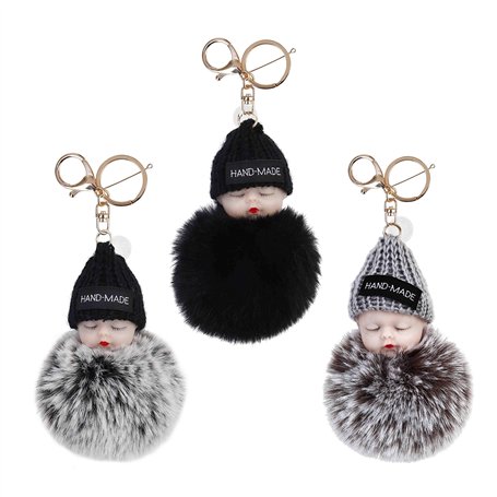 Porte-clés en Peluche Mignon Poupée bébé Pendentif Voiture Téléphone Portable Troussea Pendant pour Voiture Handbag Femme Fille