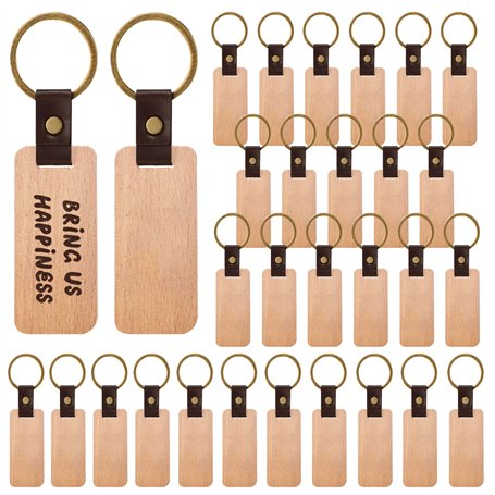 WANDGU Porte-Clés en Bois: 30 Pièces Bois Bricolage Porte-CléS