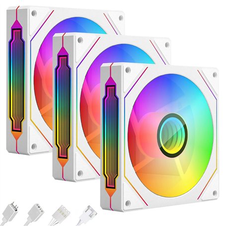 GOEDCH 3x Ventilateurs ARGB PC Boîtier: Ventilos RGB avec Pales Inversées & Flux d'Air 80CFM