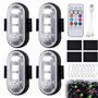 LEKEFETO Lot de 4 lumières LED sans fil pour voiture : 8 couleurs étanches avec télécommande