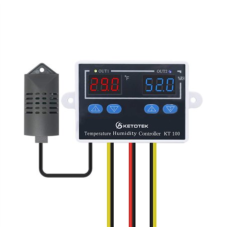 KETOTEK Contrôleur de Température et Humidité Numérique Thermostat 220V avec sonde