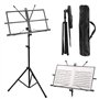 Pupitre Musique Pliable 2 en 1 -Support de Partitions Stable Double Utilisation - Hauteur Réglable - Avec Sac de Transport étanc