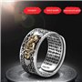 OUTEYE 99 Argent PiXiu Bouddhiste Coeur Sutra Anneau pour Hommes Femmes Feng Shui Anneau Ouverture réglable Mantra amulette Rich
