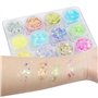 KUIRUNRX® Paillettes Visage Festival, 12 Couleurs Lumineuse Paillettes Gel, Visage maquillage festival Fluorescent Paillette pou