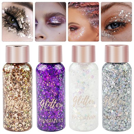 Mesybveo 4 Pièce Gel Paillettes Visage