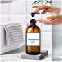 DRERIO Flacon Pompe Ambré Verre Lot de 2 Bouteille Verre 500ml avec 4 Salle de Bain ÉTiquettes, Distributeur pour Shampoing, Liq