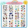 145pcs Brillent dans Le Noir Tatouage Ephemere Enfant Animal/Pirate/Voiture/Espace/Requin，Petit