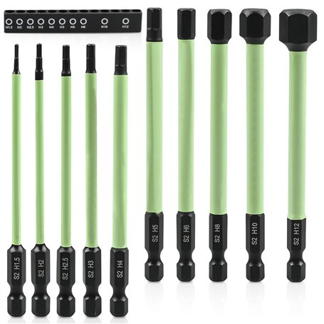 TOATELU Lot de 10 embouts de tournevis hexagonaux S2 100 mm avec tête magnétique puissante pour visseuse sans fil 1