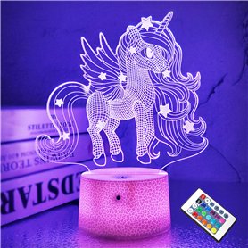 CooPark 3D Licorne Lights Fairy Illusion Lampe 16 Couleurs et Télécommande Optique Led Veilleuse Bureau LED Table Tactile Chevet CooPark 3D Licorne Lights Fairy Illusion Lampe 16 Couleurs et Télécommande Optique Led Veilleuse Bureau LED Table Tactile Chevet