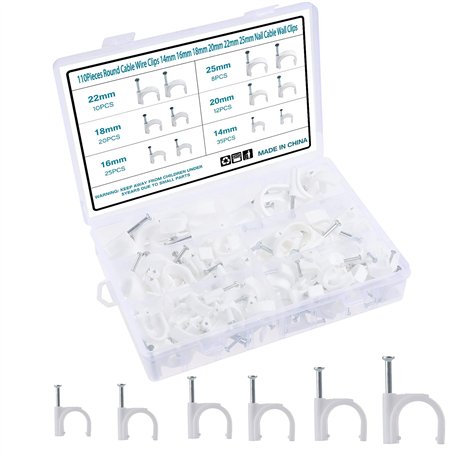 Kinsinder 110 pièces Rond Câble Clips avec Clou en Acier