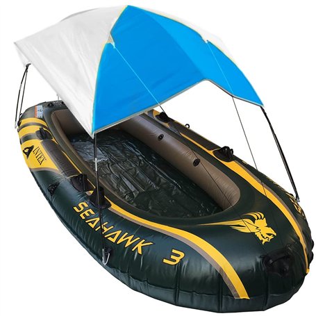 Bateau Gonflable Parasol voilier auvent Toit auvent Toit Tente de pêche Parasol de Plage Bleu (4 Personnes)