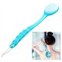 Cisixin Brosse Nettoyante de Bain Douche Arrière exfoliante Corps Brosse avec Long Manche (Bleu)
