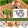 KUIRUNRX® Batterie de Cuisine de Camping, Couverts Pliables Empilables, Kit de Camping Vaisselle en Acier Inoxydable, pour Campi
