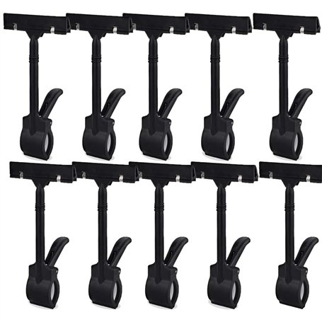 OUKEYI Lot de 10 supports rotatifs en plastique pour panneau de marchandise - Support d'affichage de prix - Clip réglable