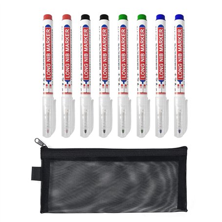 Lot de 8 marqueurs - 1 trousse - Marqueur à trou profond avec pointe de 20 mm - Convient pour bois