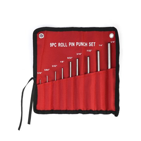 QWORK Jeu de 9 Chasses-Goupilles en acier renforcé 1.5mm - 8 mm | 1/16"-5/16" avec Sac de Transport