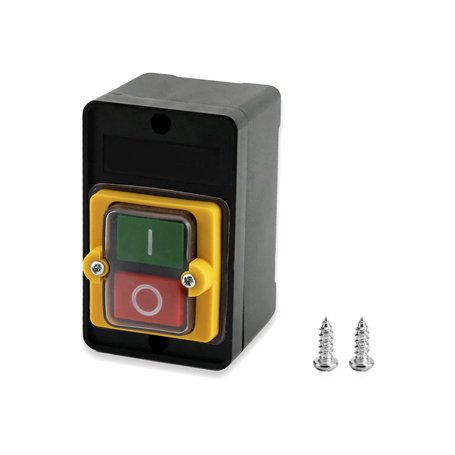QWORK® Interrupteur à Bouton Poussoir 220V/380V 10A Interrupteur Machine Outil ON/OFF pour Machines Textiles d'Équipement Mécani
